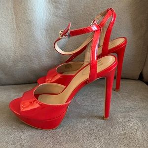 Red platform sandals (never been worn)